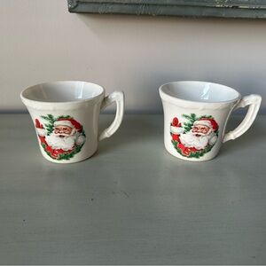 Vintage rare waving Santa Claus mugs set of 2